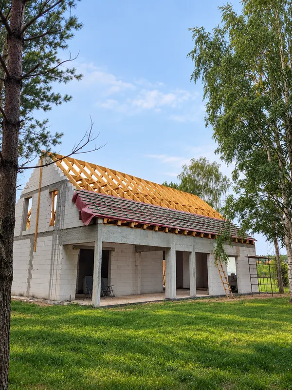 Dom z elewacją drewnianą - mury, strop i więźba
